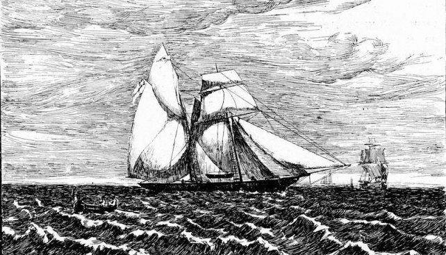 Гравюра с изображением яхты «Рогнеда» из журнала «Рулевой», 1912 г.