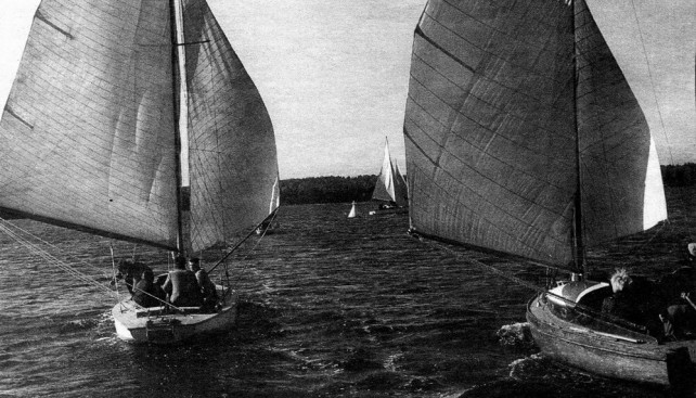 Первые трофейные немецкие яхты на Пестовском водохранилище. 1950 г.