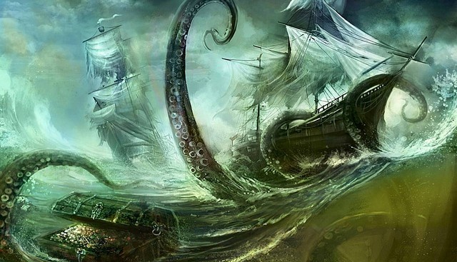 Художники обожают кракена, смело давая волю своему воображению