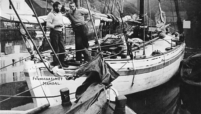 Эйнар Тветен и Петер Арчер на палубе «Сандефьорда». 1935 г.