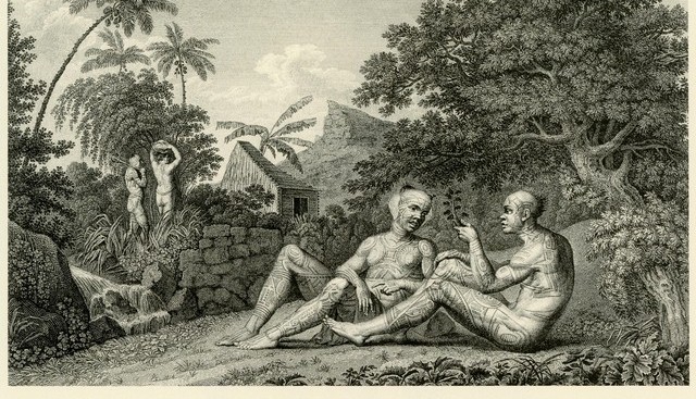 «Лицеизображения нукагивцев» из «Атласа к путешествию вокруг света капитана Крузенштерна». 1813 г.