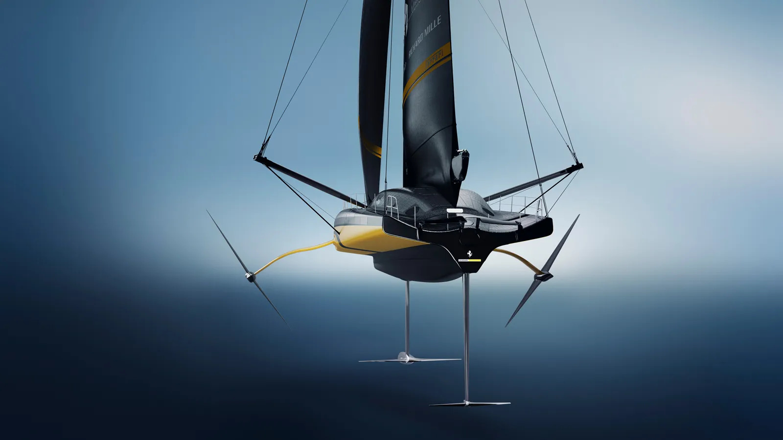 Ferrari Hypersail в полете на трех гидродинамических поверхностях